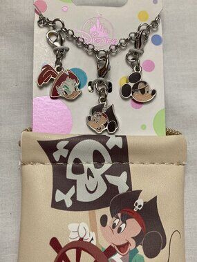 Disney Parks Mickey Minnie & Daisy Pirates of the Caribbean Bracelet & Pouch Set